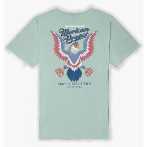 NWT Simply Southern Merican Proper Bald Eagle Beer Short Sleeve XXL‎ Green